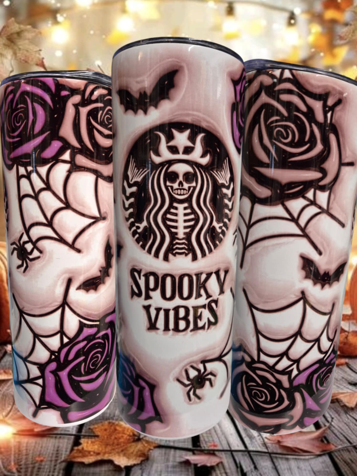 Spooky Vibes HALLOWEEN 3d effect 20oz insulated tumbler boxed gift