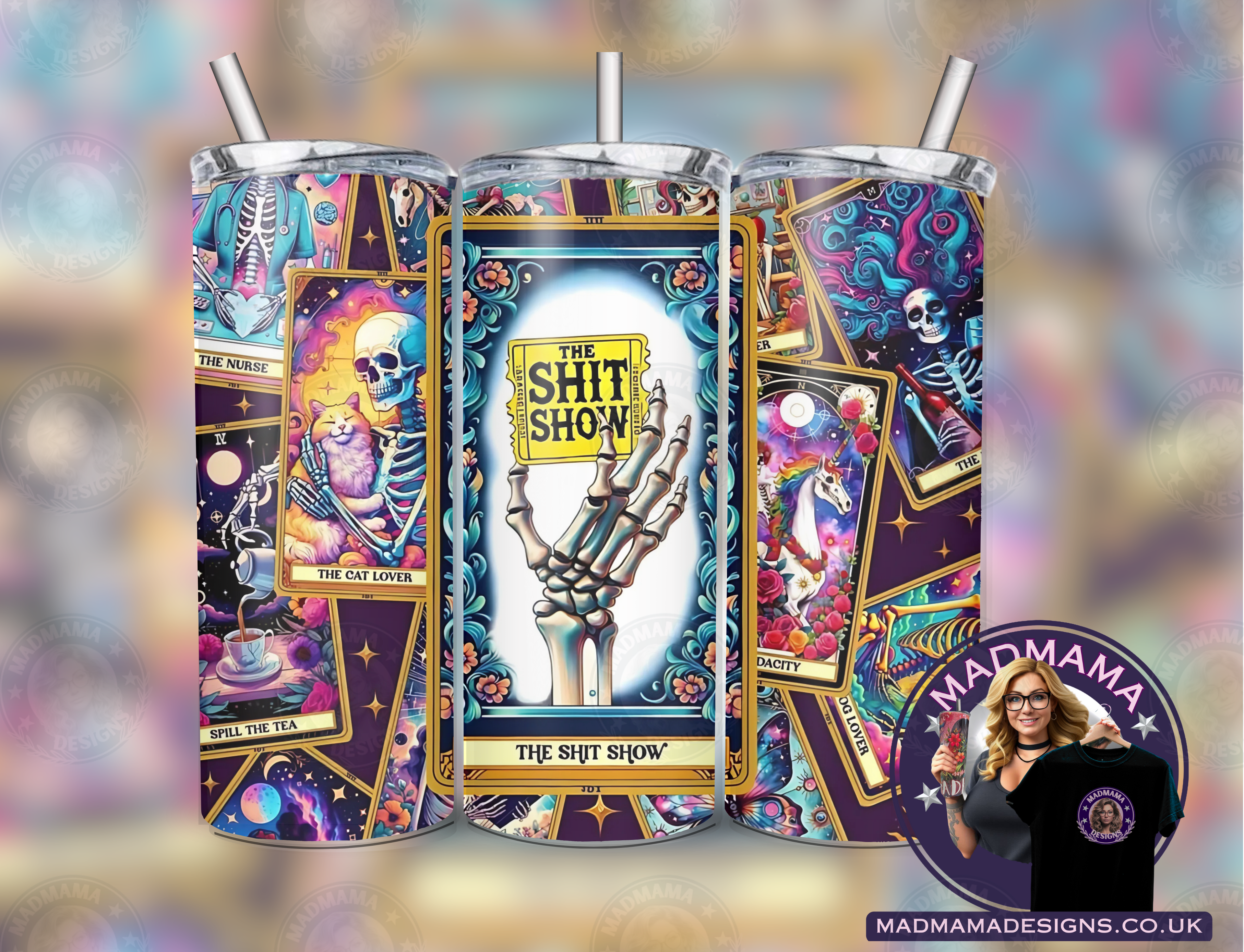 Shit Show tarot cards 20 oz Insulated Tumbler Hot Cold boxed gift Birthday