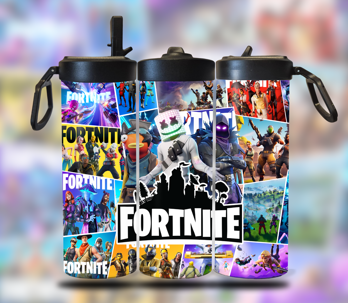 Personalised Fortnite 20oz insulated tumbler Bottle hot or cold boxed gift With Sports Lid