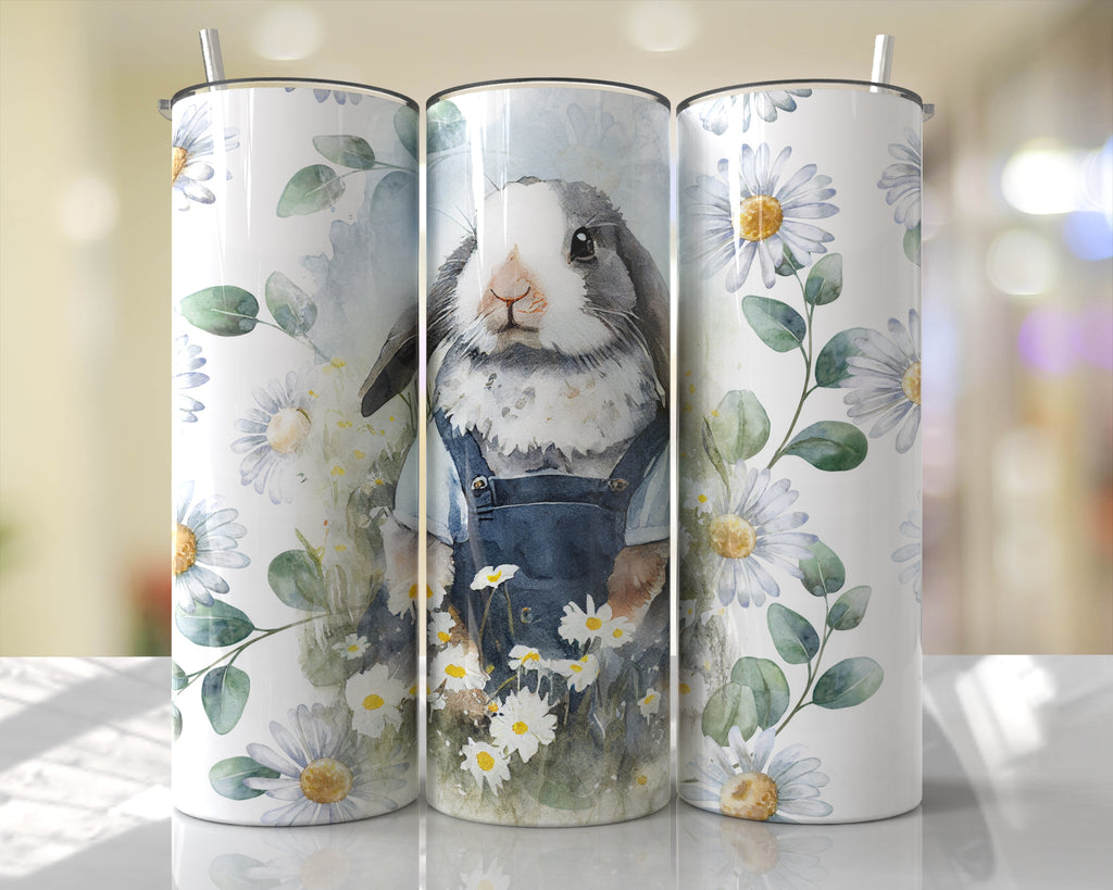 Cute Rabbit Bunny 20oz insulated tumbler hot or cold boxed with straw