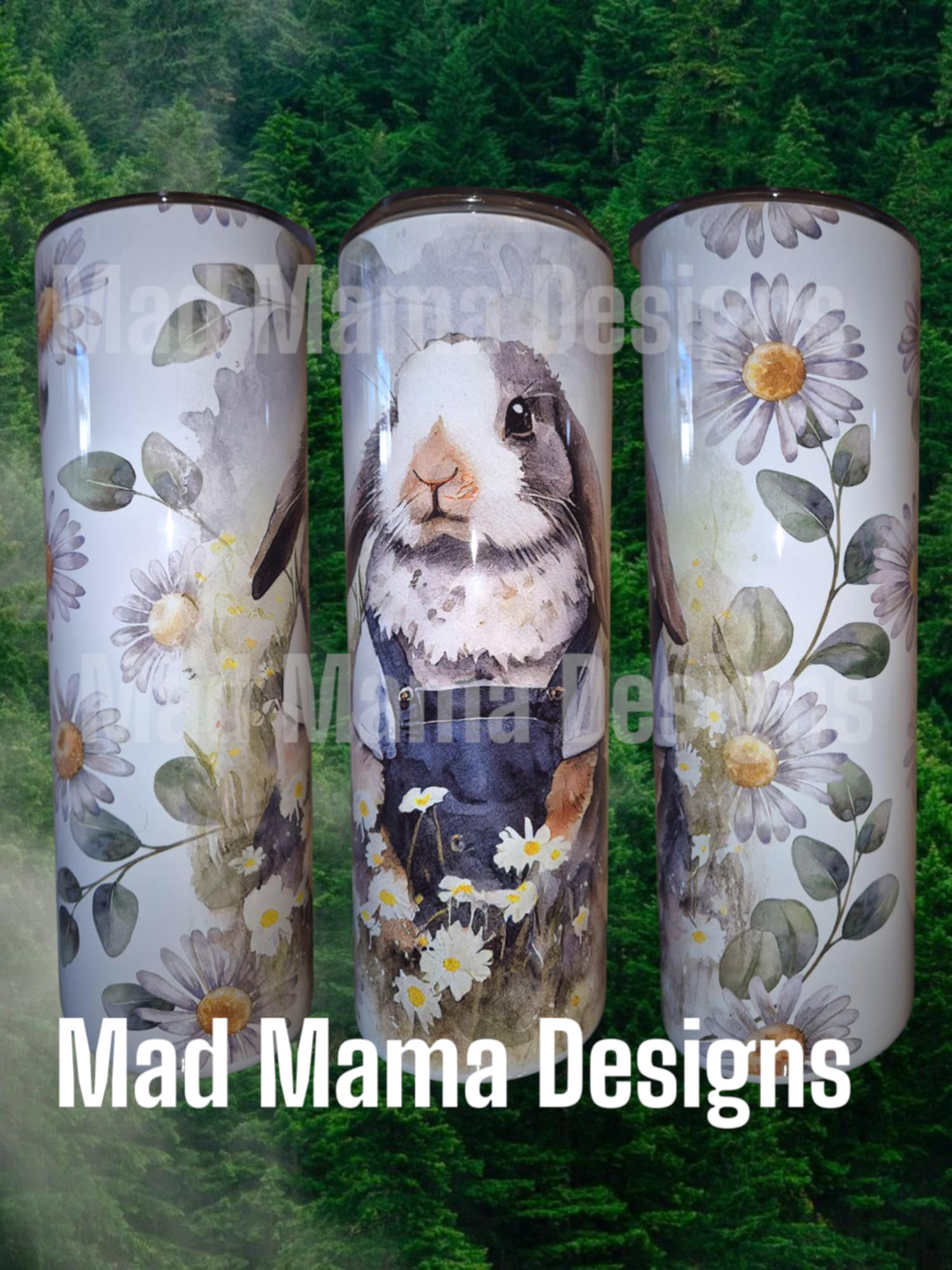 Cute Rabbit Bunny 20oz insulated tumbler hot or cold boxed with straw