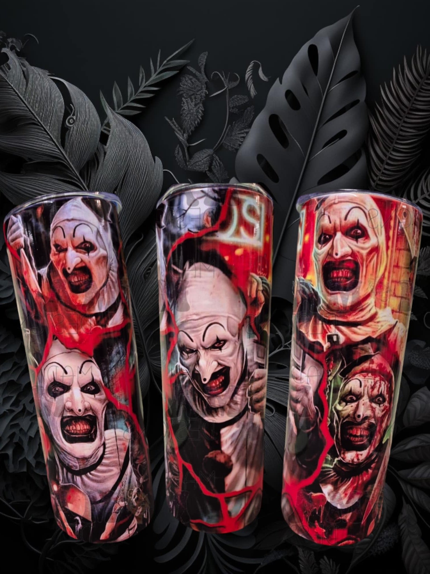Halloween theme Art Clown Terrifier 20oz stainless steel tumbler with straw and lid
