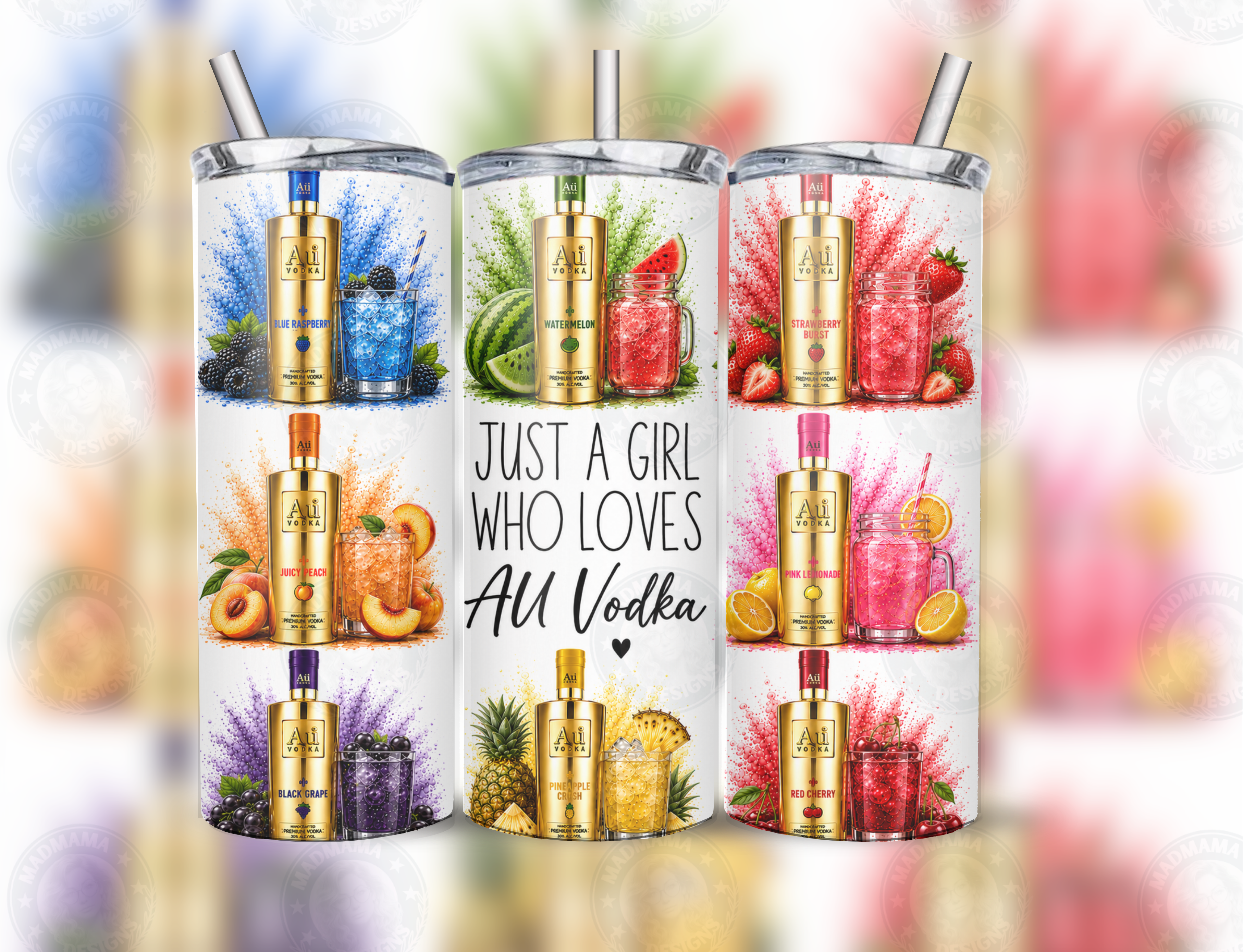 Just a Girl / Boy / Mum/ Dad Who loves AU VODKA Insulated 20oz Tumbler Cup Mug Hot or Cold Boxed Gift
