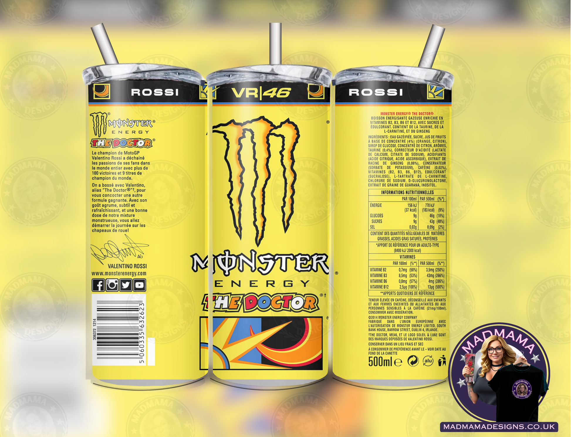 Monster Energy Drink The Doctor Rossi 20 oz Insulated Tumbler Hot Cold boxed gift Birthday