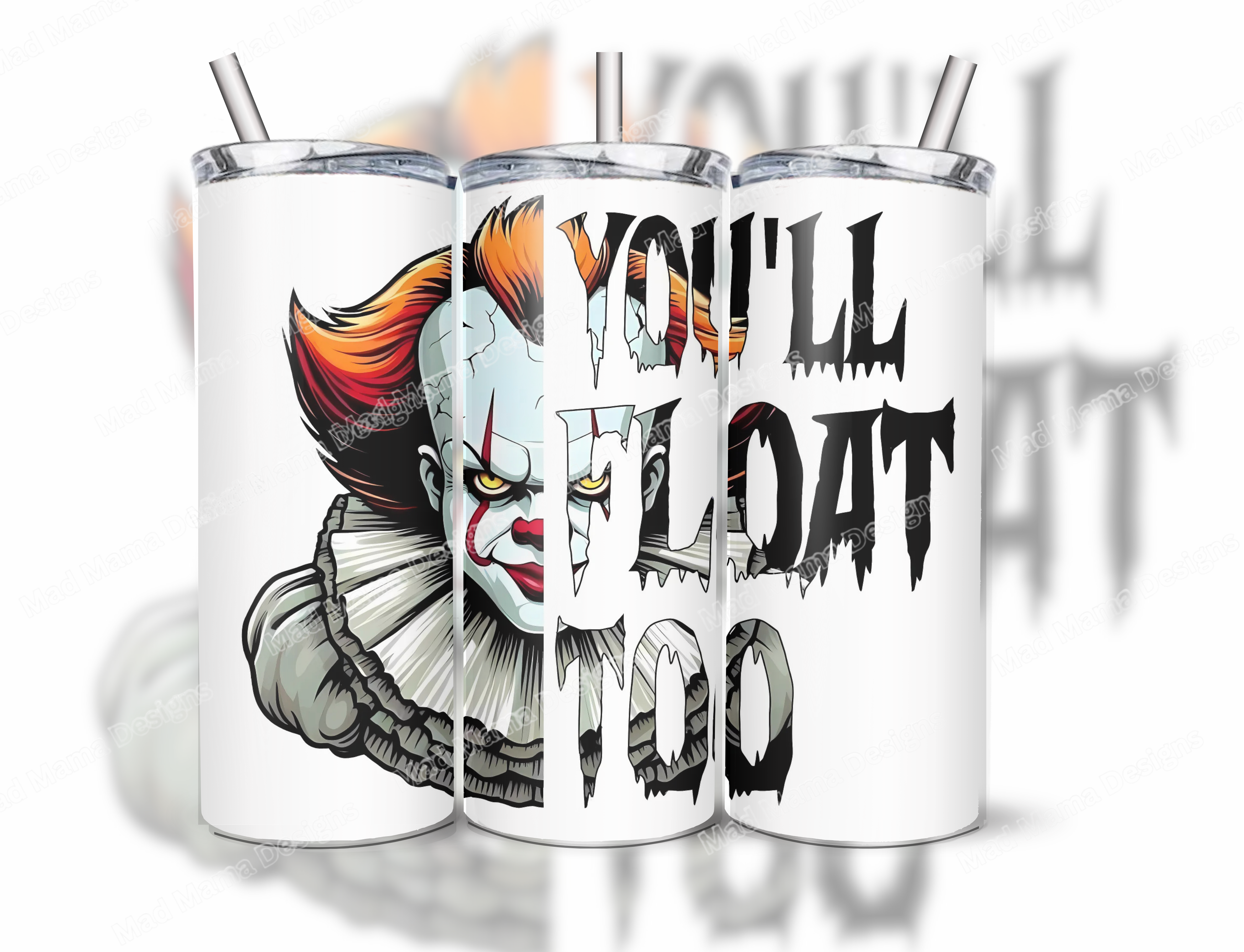 Pennywise IT Horror 20 oz Insulated Hot Cold Tumbler Lid Straw boxed Gift