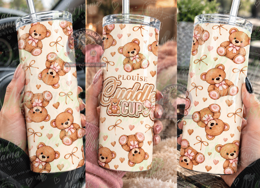 PLOUISE Inspired Cuddle cup cute teddy bears 20oz insulated tumbler