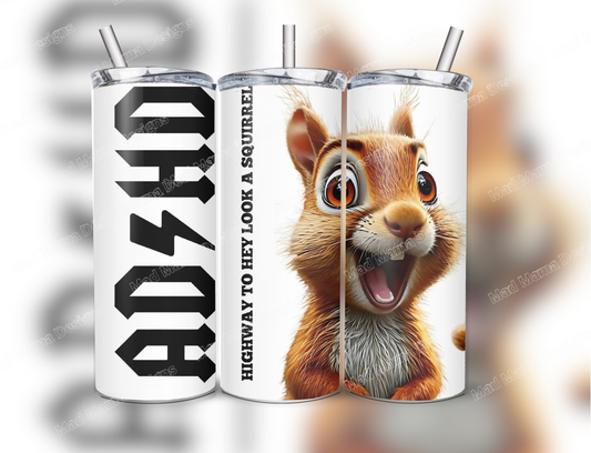 ADHD Squirrel Fun 20 oz Insulated Hot Cold Tumbler Lid Straw boxed Gift birthday
