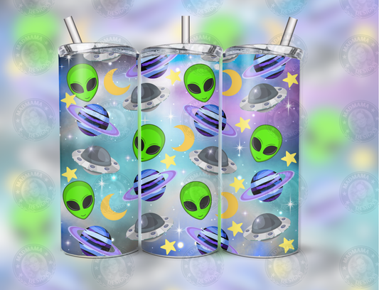 Cute Space Alien ufo 20 oz Insulated Tumbler Hot Cold boxed gift straw Birthday