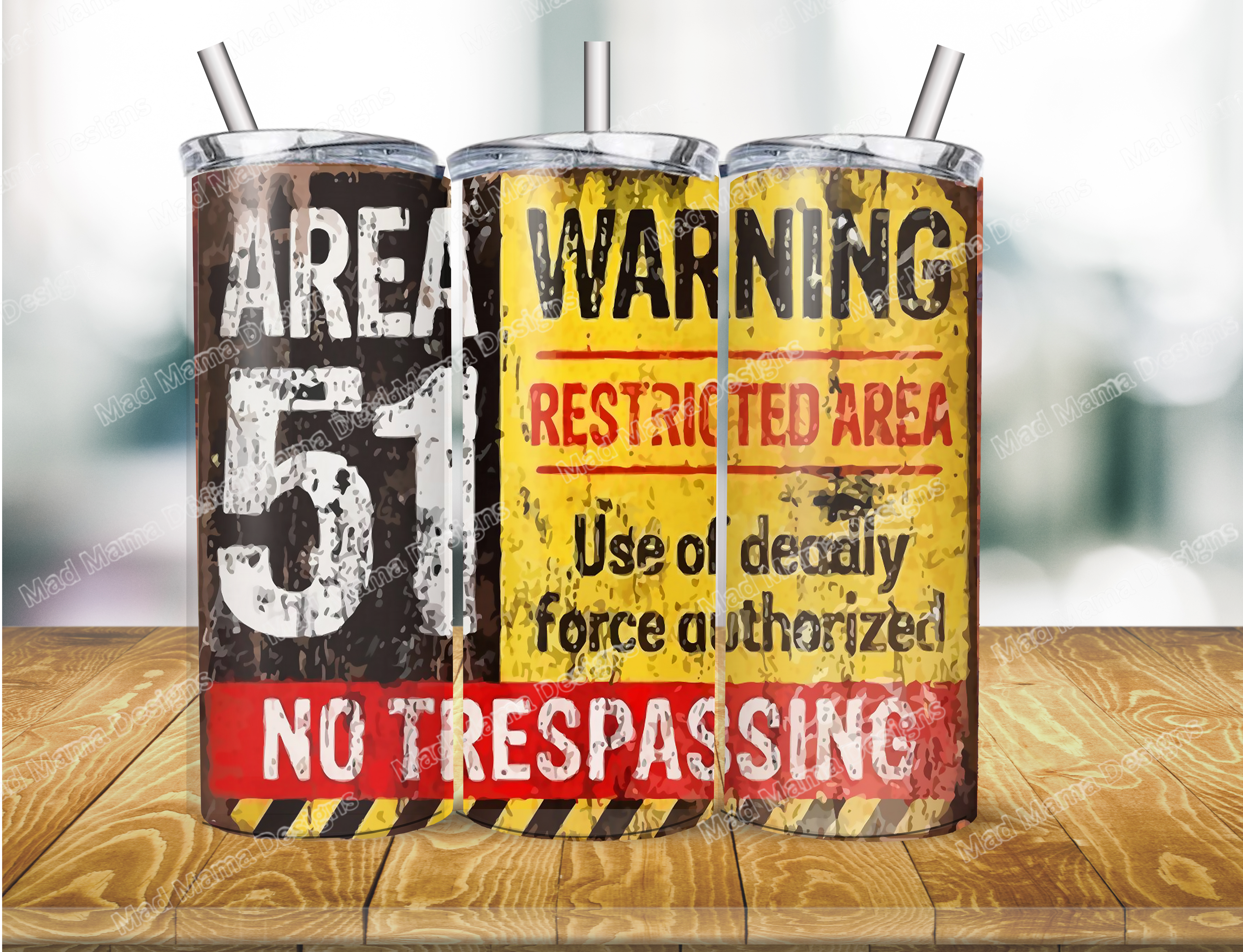 Warning Area 51 20 oz insulated Hot Cold Tumbler Boxed Gift Straw