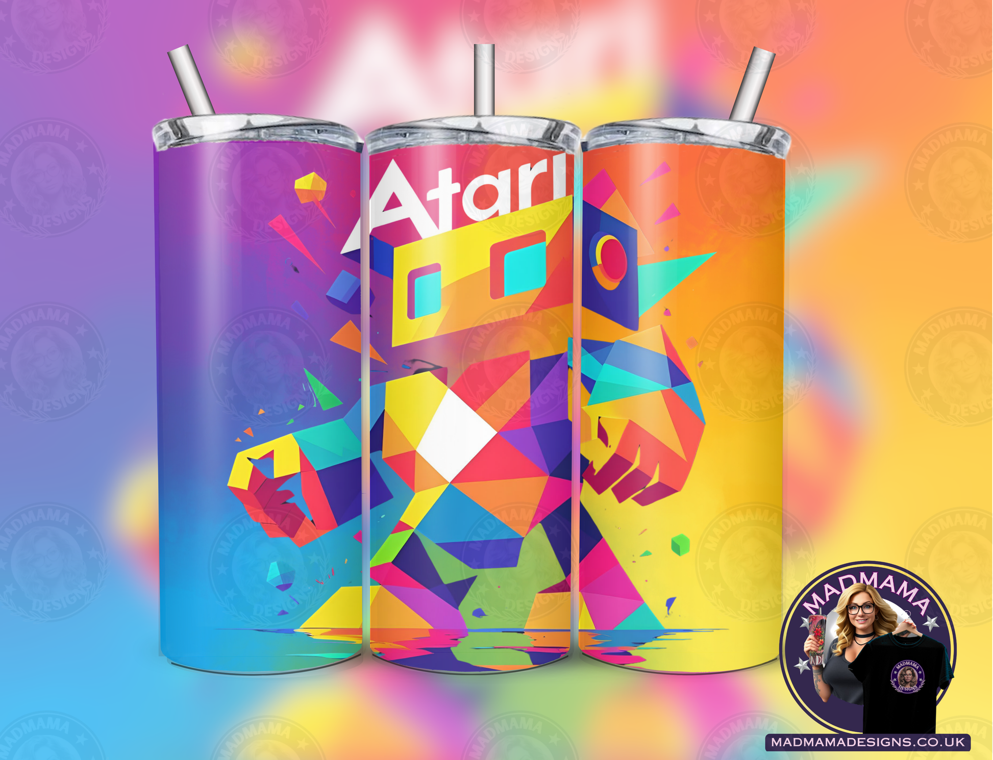 Atari inspired Vintage gamer 20 oz Insulated Tumbler Hot Cold boxed gift straw Birthday