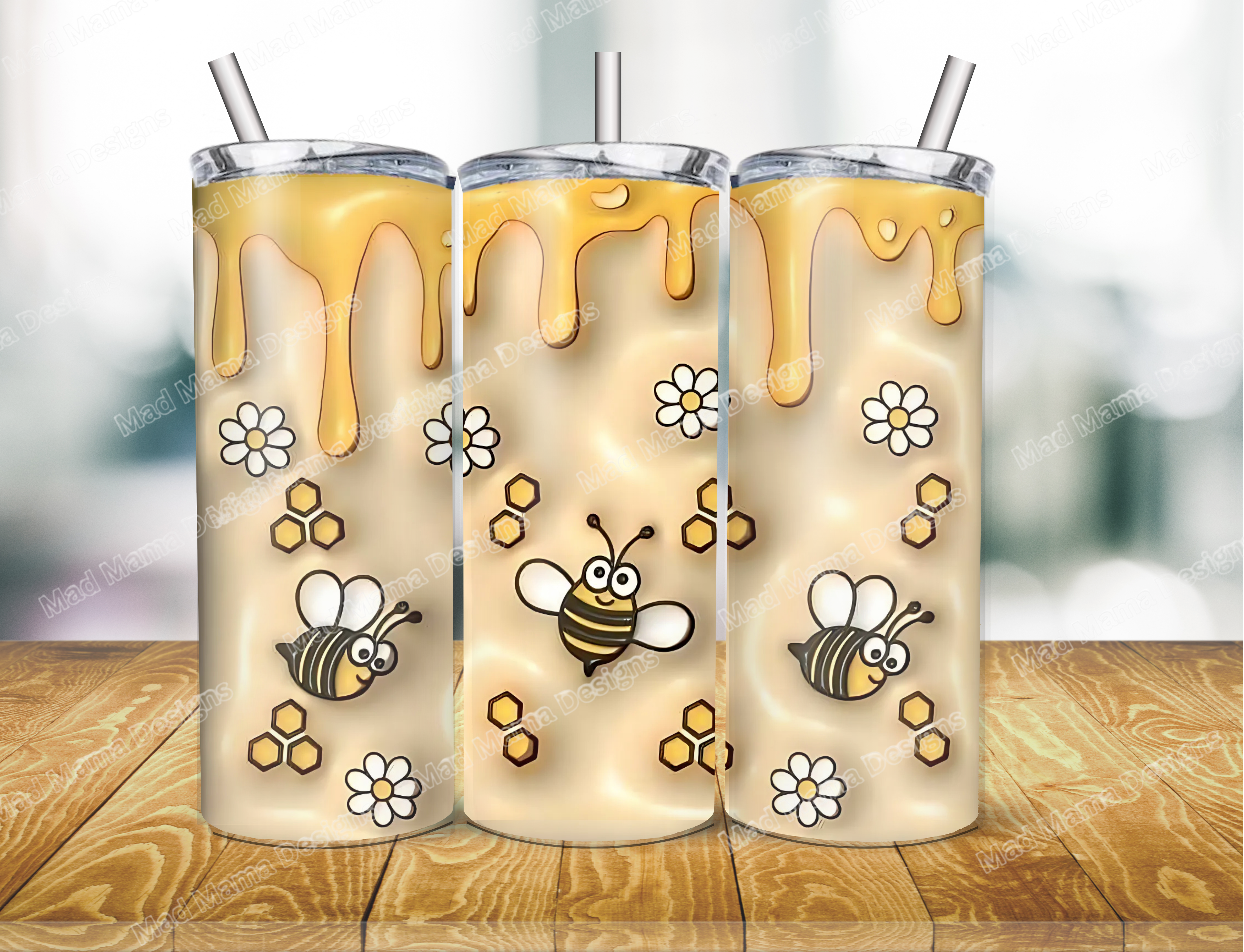 Bumble Bee 3d effect 20 oz insulated Hot Cold Tumbler Boxed Gift Straw