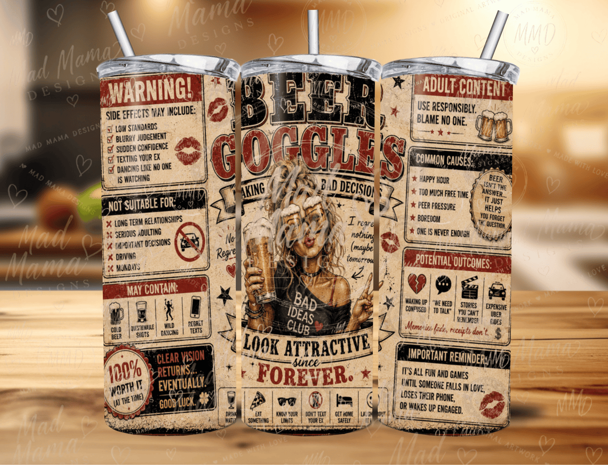 Cheeky ADULT Humour Beer Goggles 20oz Tumbler