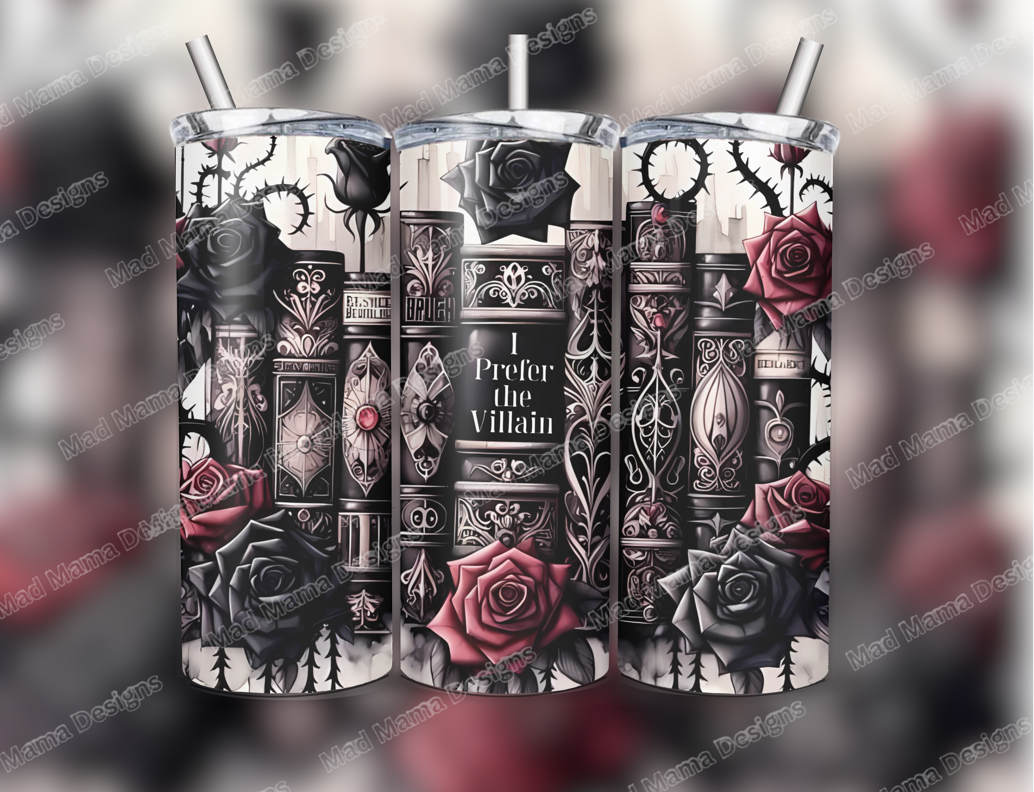 Reading Book Villain 20 oz insulated tumbler hot or cold boxed with straw gift