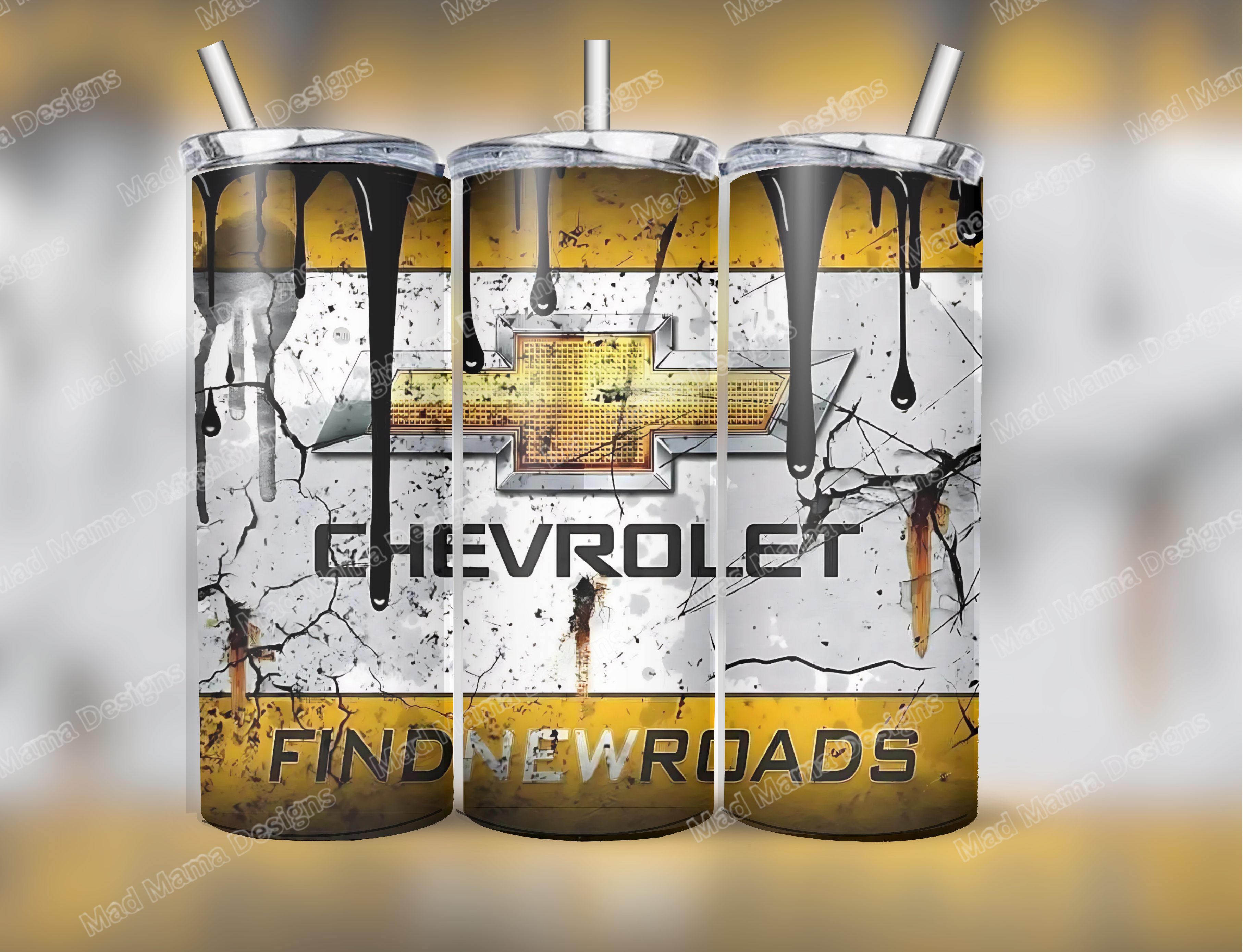 Chevrolet old worn oil can look 20oz insulated hot cold tumbler boxed gift straw