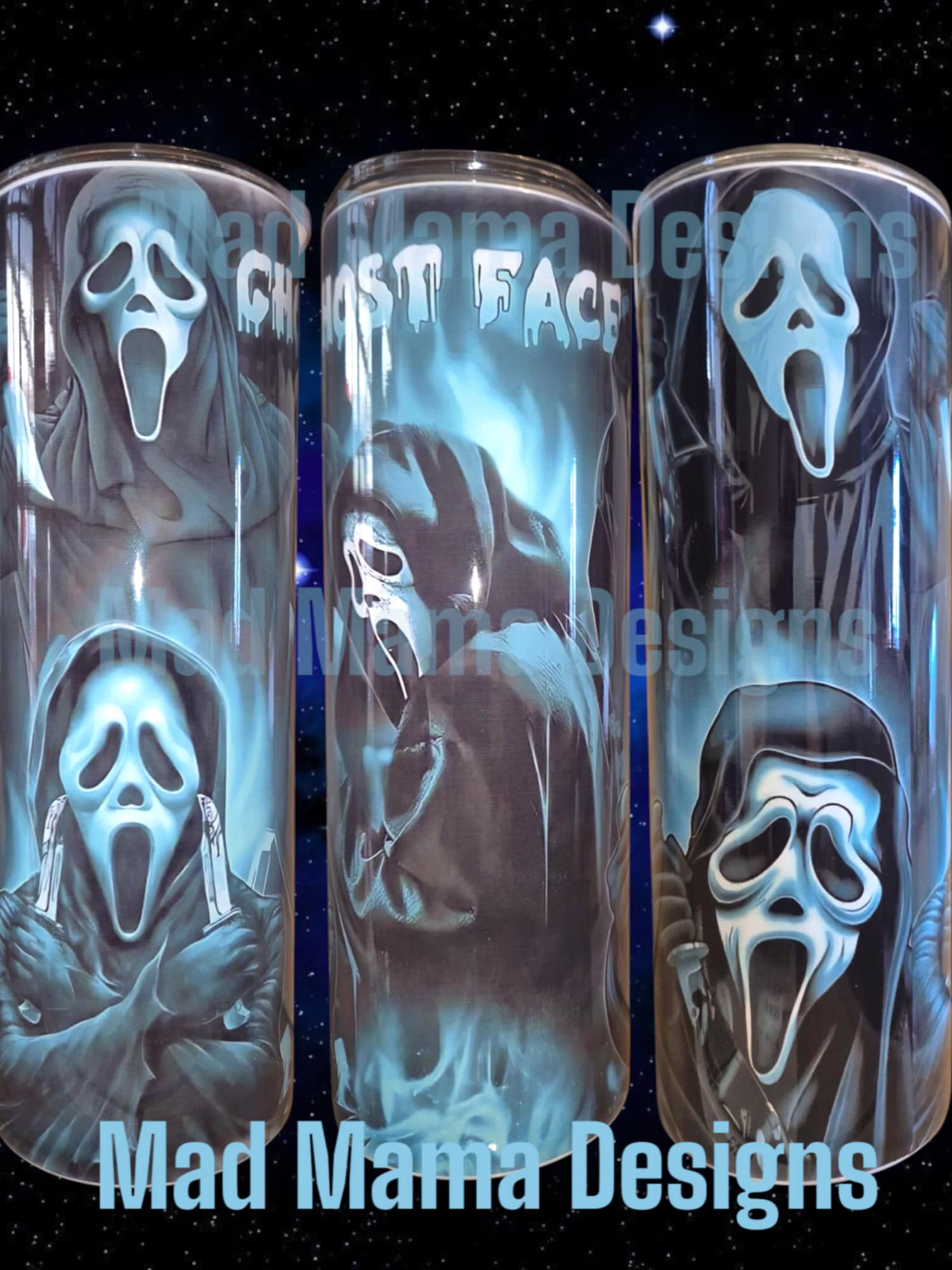 GHOSTFACE HORROR HALLOWEEN 20 OZ INSULATED BOXED GIFT TUMBLER HOT OR COLD STRAW