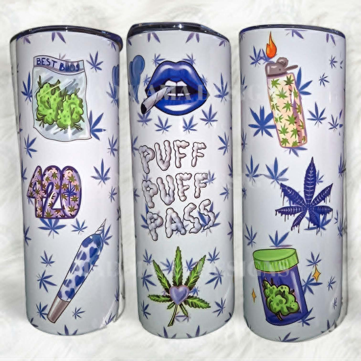 Puff Puff Pass 420 20oz insulated hot cold tumbler boxed gift straw