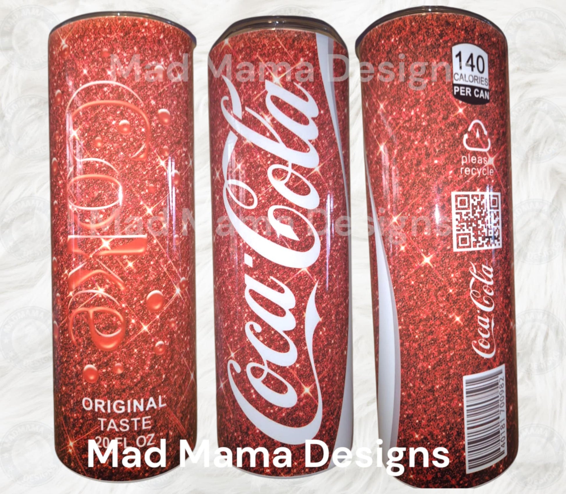 Coca-Cola Coke Glitter 20 oz Insulated Tumbler Hot Cold boxed gift straw Birthday