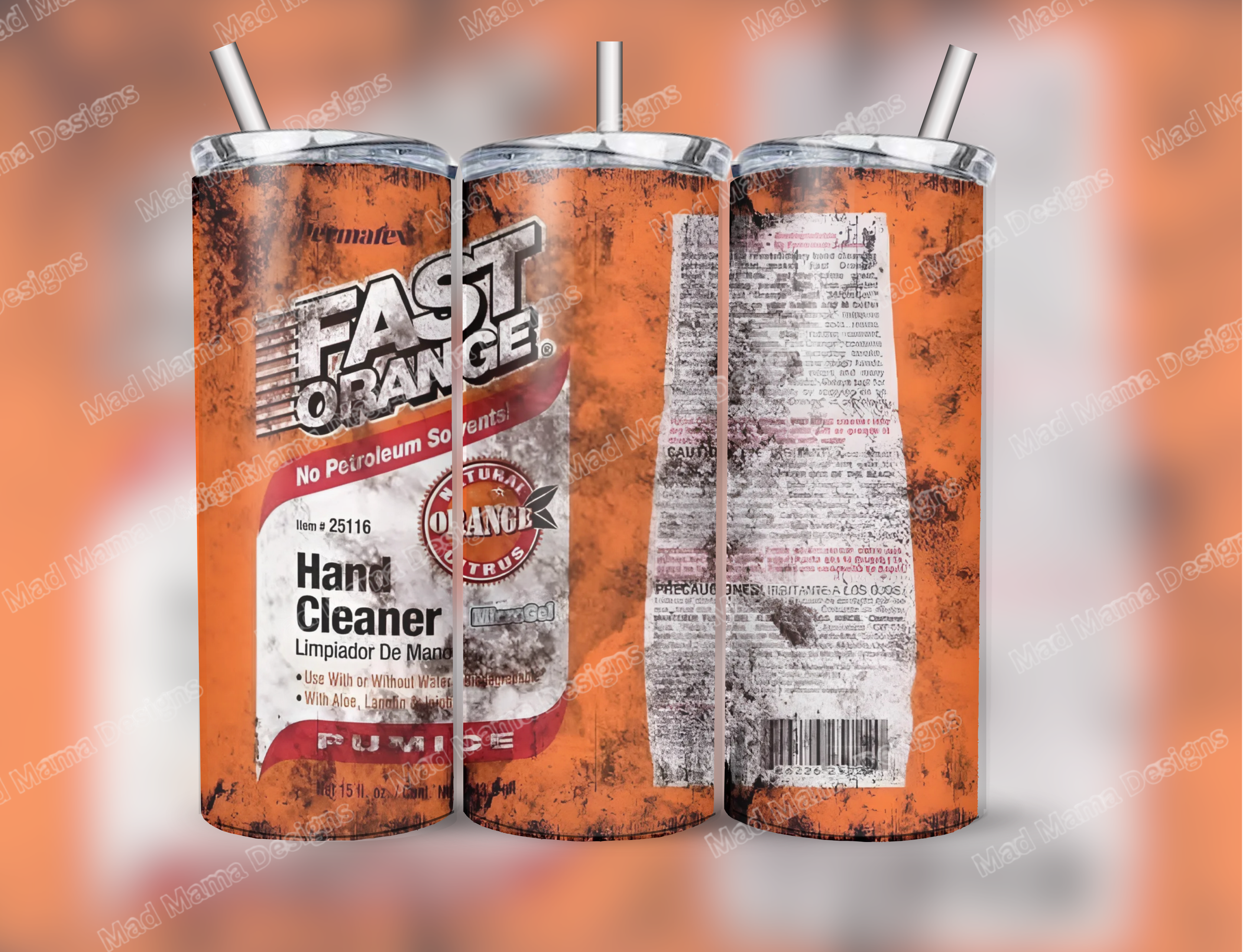 Funny Fast Orange worn look Hand Cleaner 20 oz Tumbler Hot cold Boxed gift