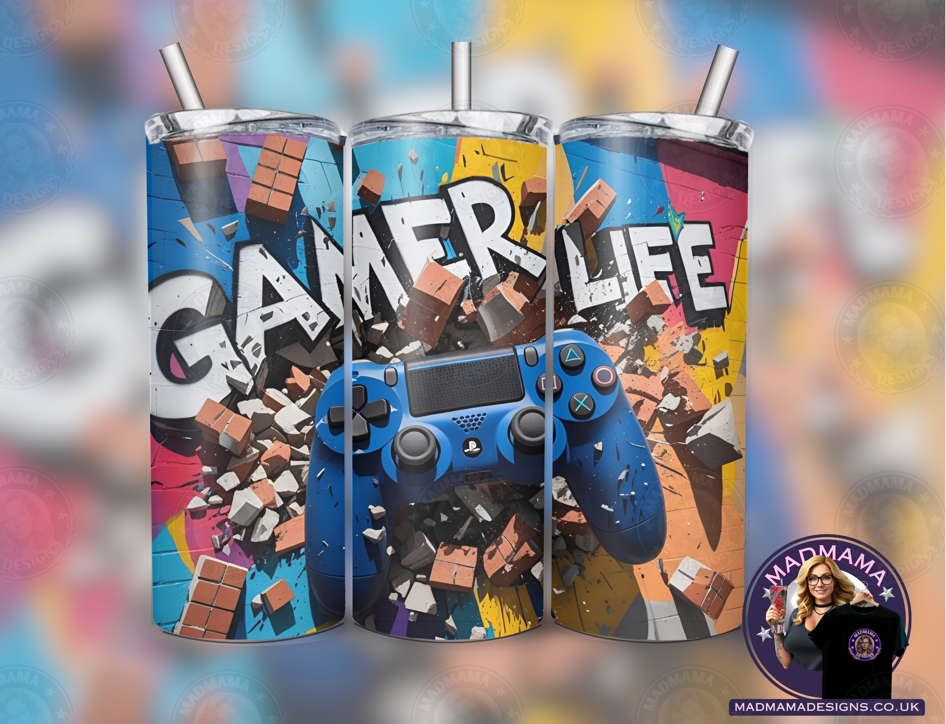 Gamer Life Ps4 20 oz Insulated Tumbler Hot Cold boxed gift straw Birthday cup