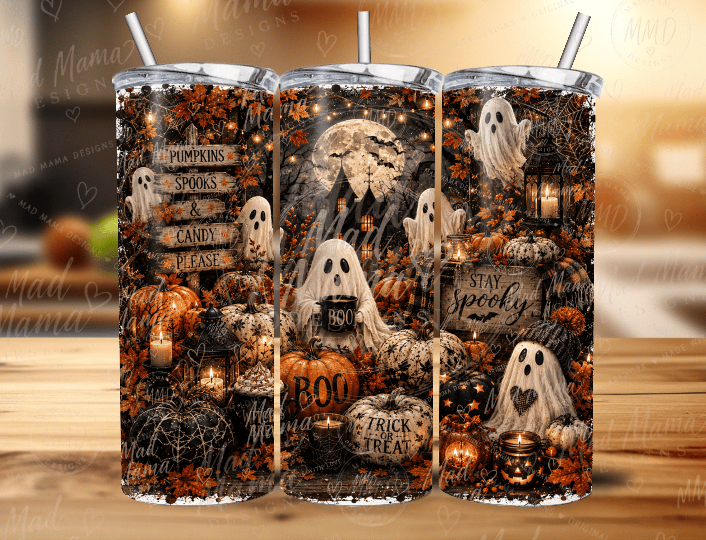 Spooky Autumn Ghosts 20 oz tumbler
