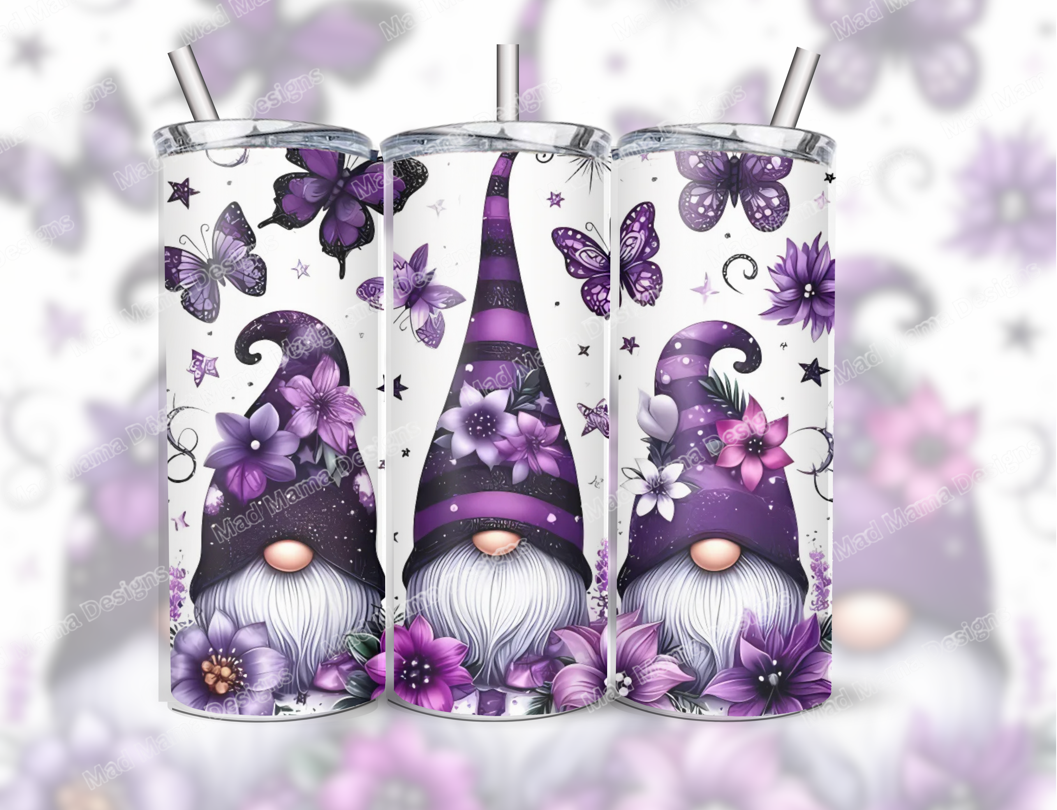 Purple Gonk Gnomes Cute 20 oz Insulated Hot Cold Tumbler Lid Straw boxed Gift