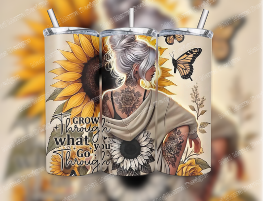 Grow through what you go 20 oz insulated tumbler hot cold boxed with straw gift