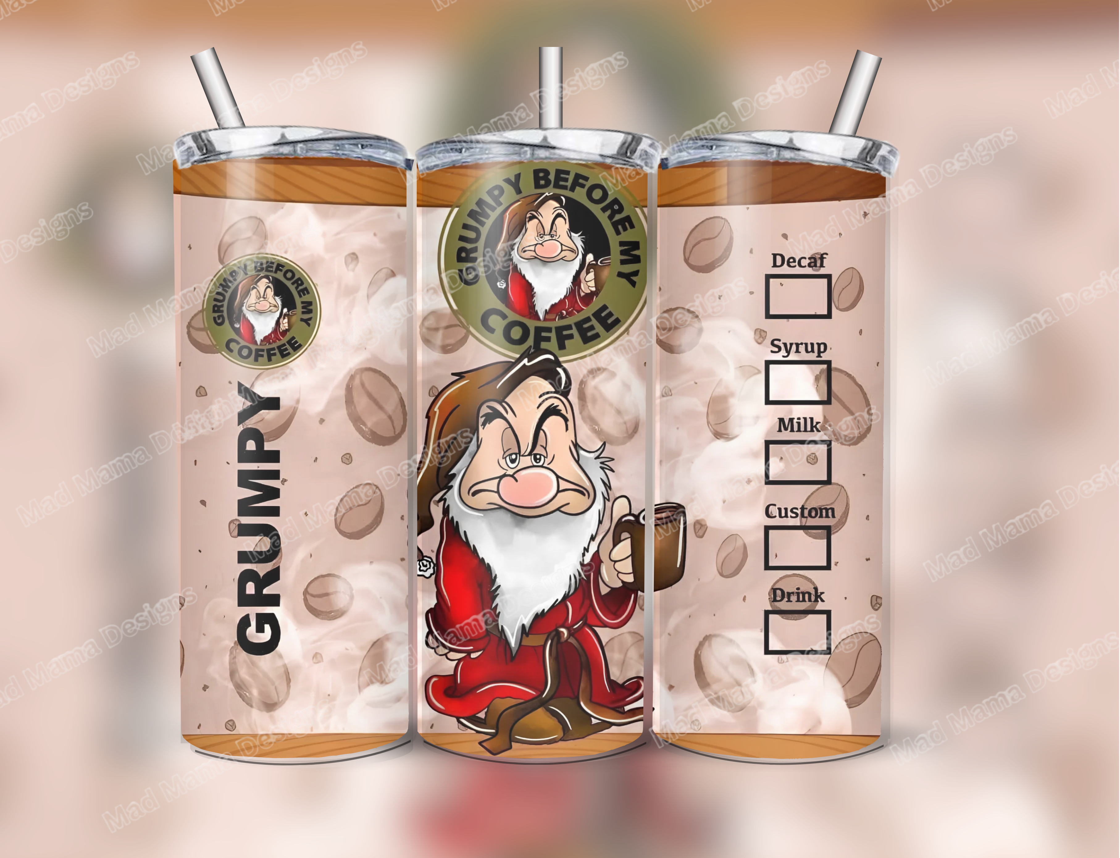Grumpy dwarf Coffee 20oz insulated tumbler hot or cold boxed gift with straw