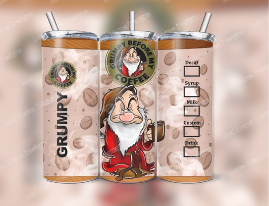 Grumpy dwarf Coffee 20oz insulated tumbler hot or cold boxed gift with straw