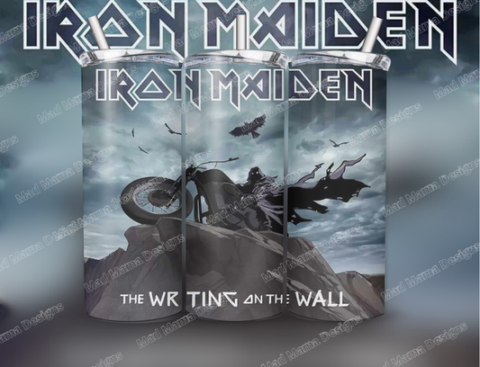 Iron Maiden 20 oz insulated tumbler hot cold boxed with straw gift writing