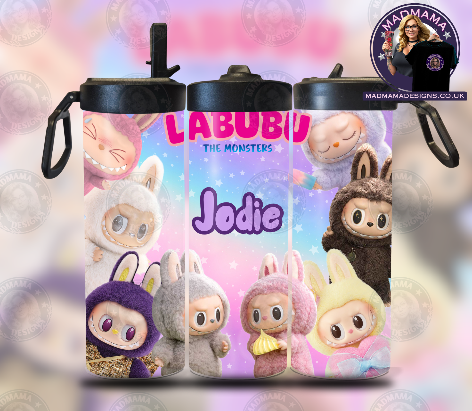 The Monsters Labubu inspired 20oz insulated custom Tumbler personalised cup sports bottle lid