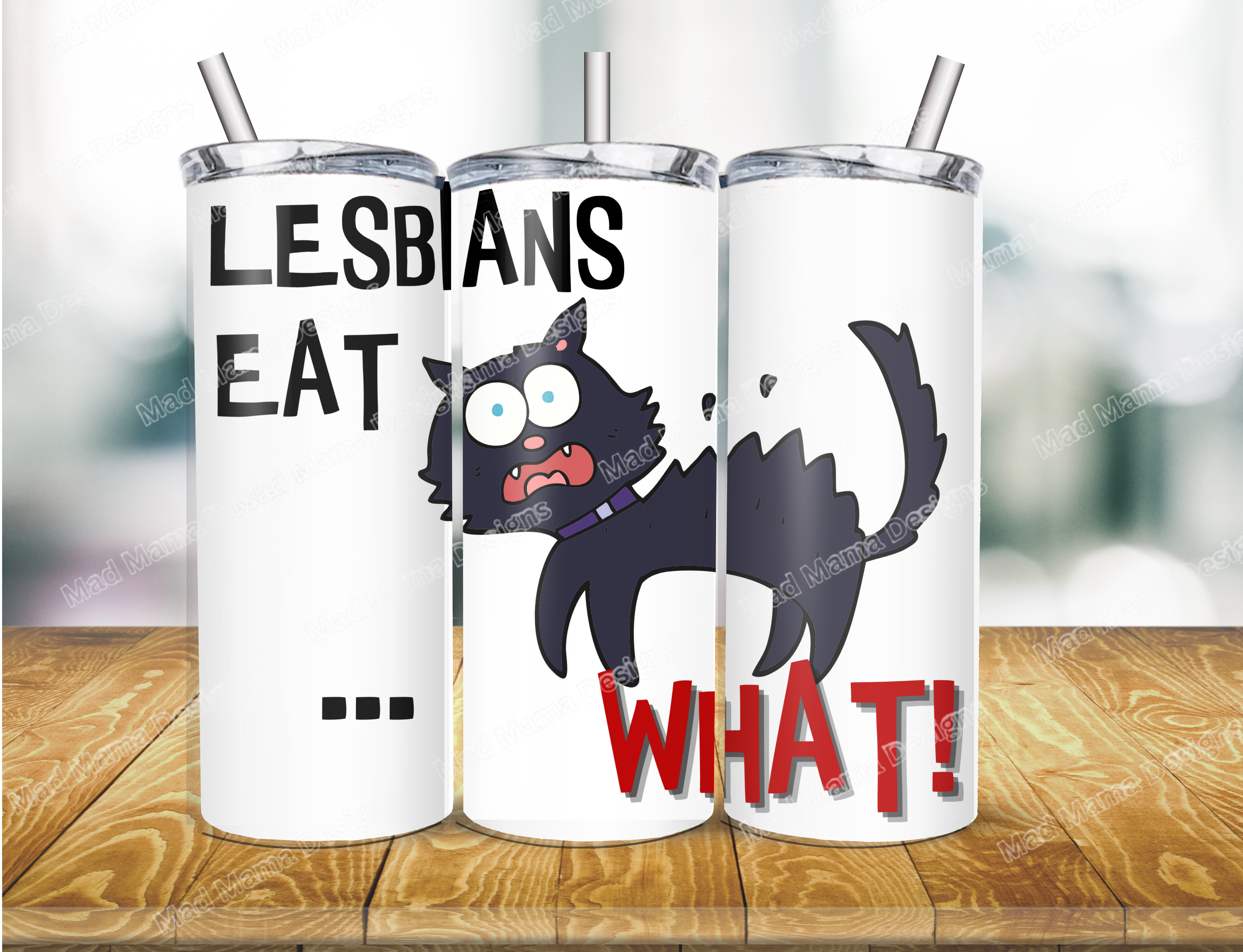 Funny Joke Lesbians cat Pussy 20 oz insulated Hot Cold Tumbler Boxed Gift Straw