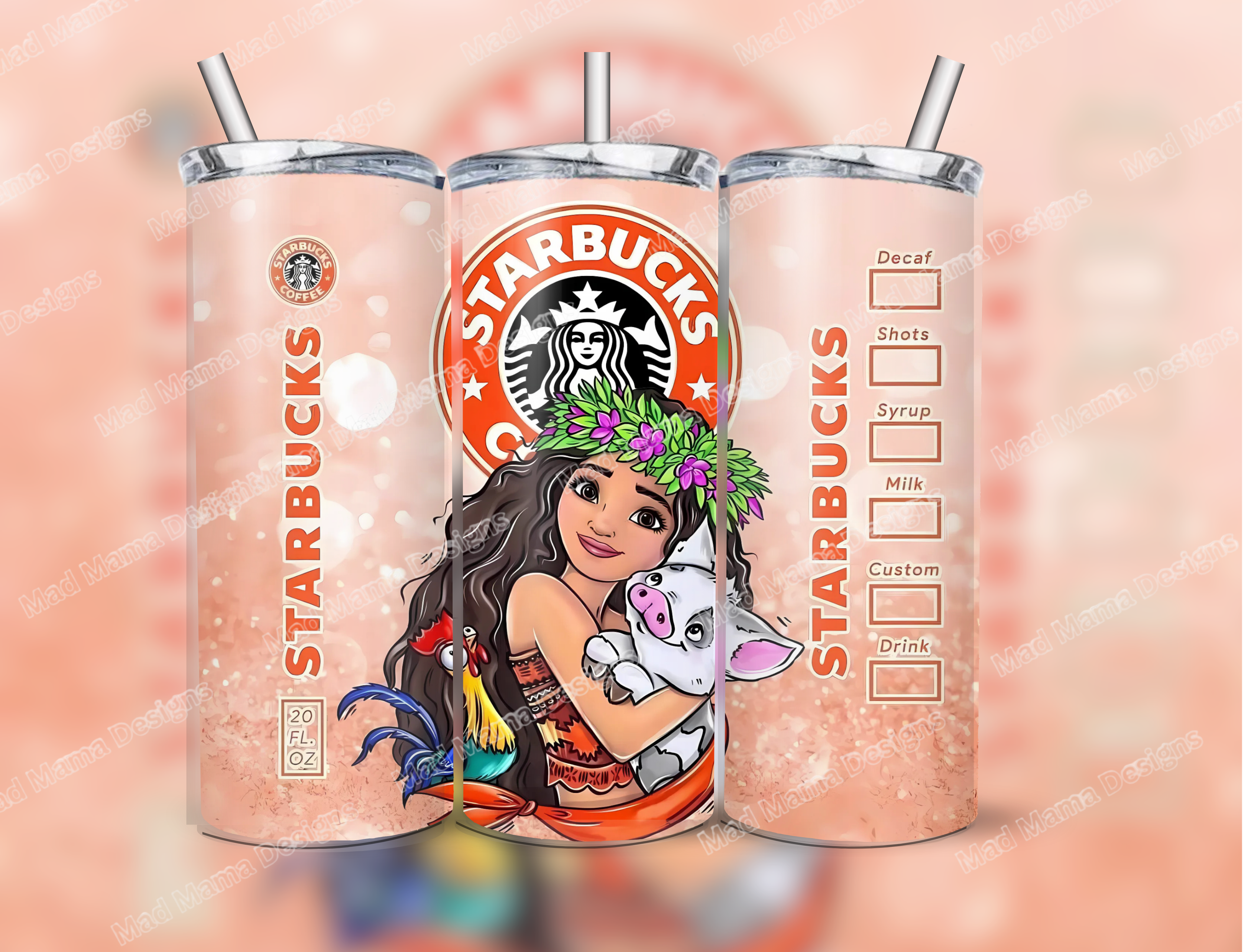 Moana Coffee 20 oz Insulated Tumbler Hot or Cold Boxed Gift Straw Birthday
