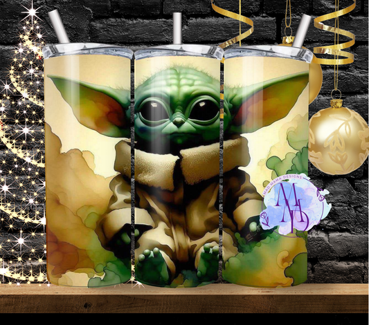 Baby Yoda water colour 20oz tumbler