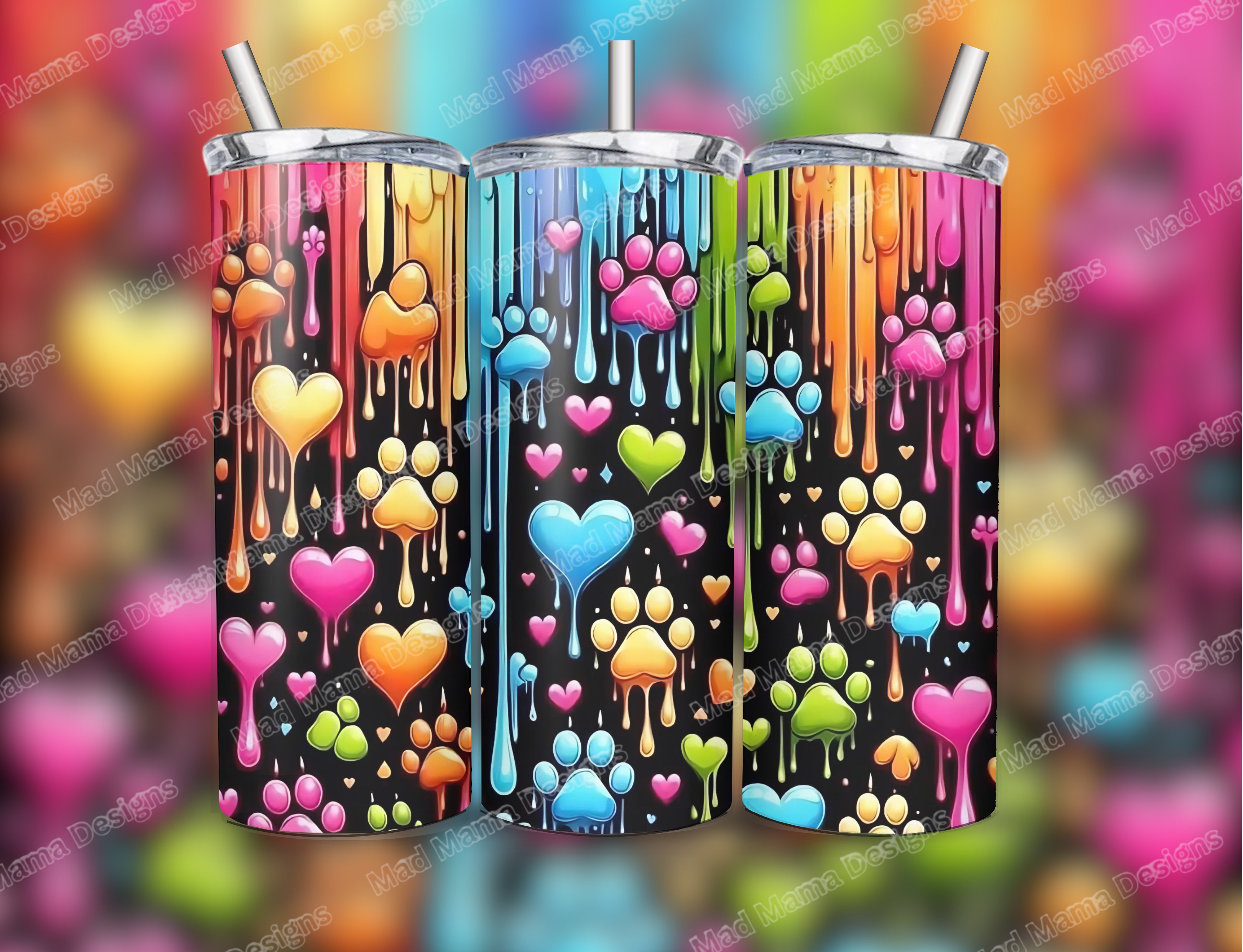 paws and hearts 20 oz insulated tumbler boxed gift with straw hot cold