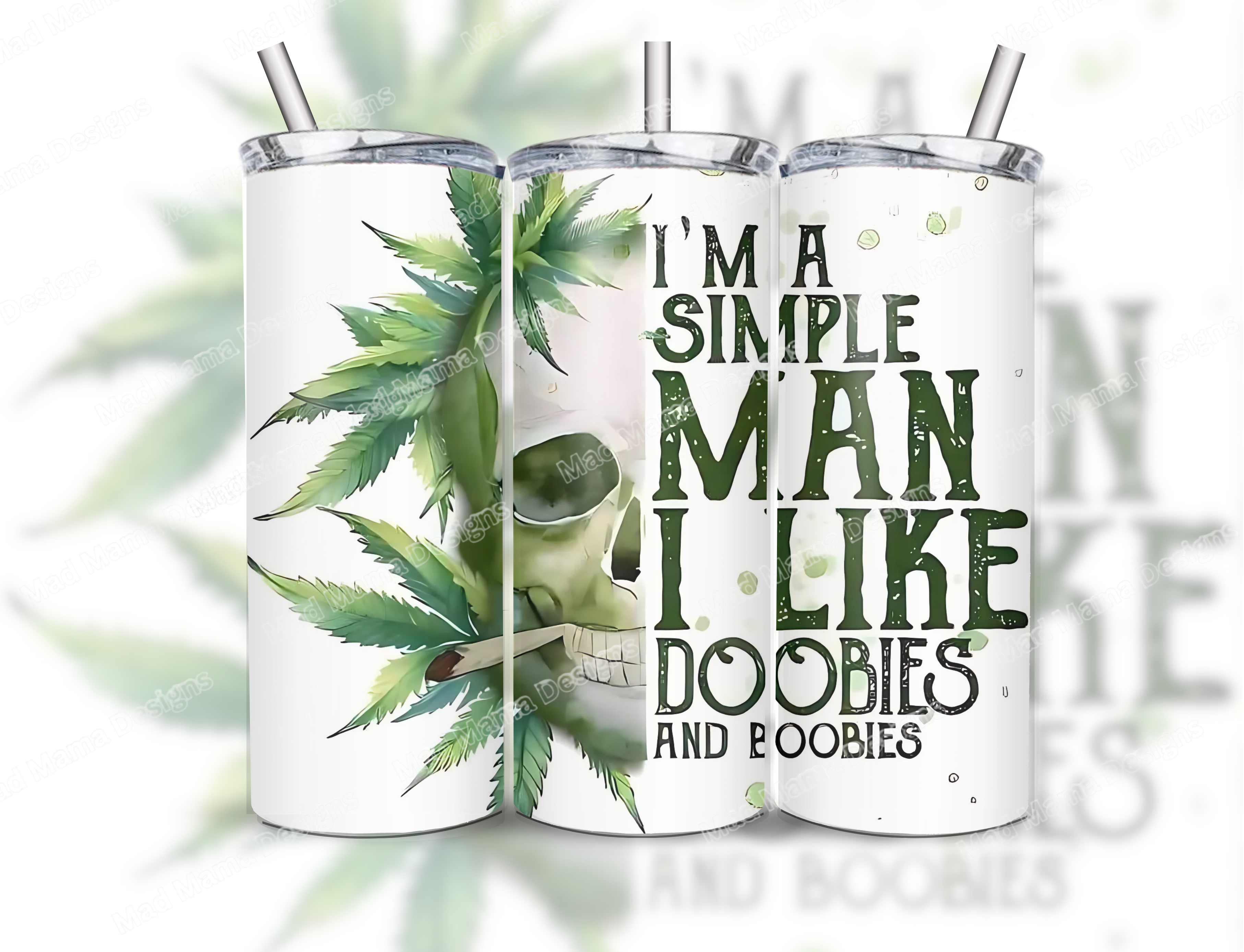 Simple Man 420 Doobies Boobies 20 oz Insulated Hot Cold Tumbler Lid Straw boxed Gift