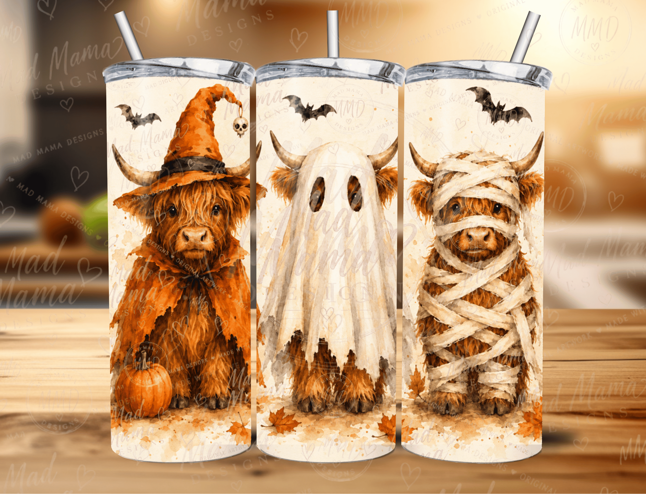 Spooky Highland Cows 20 oz tumbler