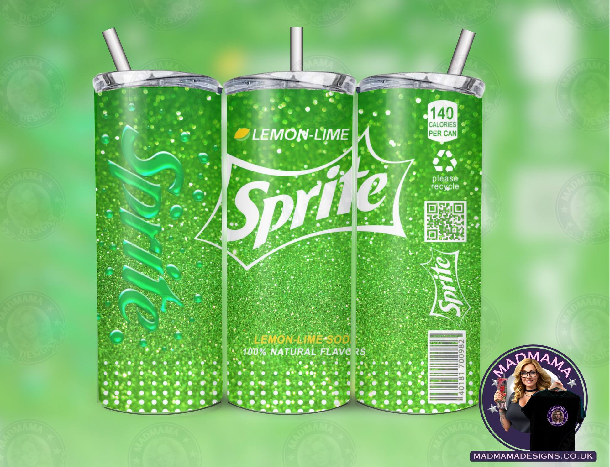 Sprite Glitter 20 oz Insulated Tumbler Hot Cold boxed gift straw Birthday cup