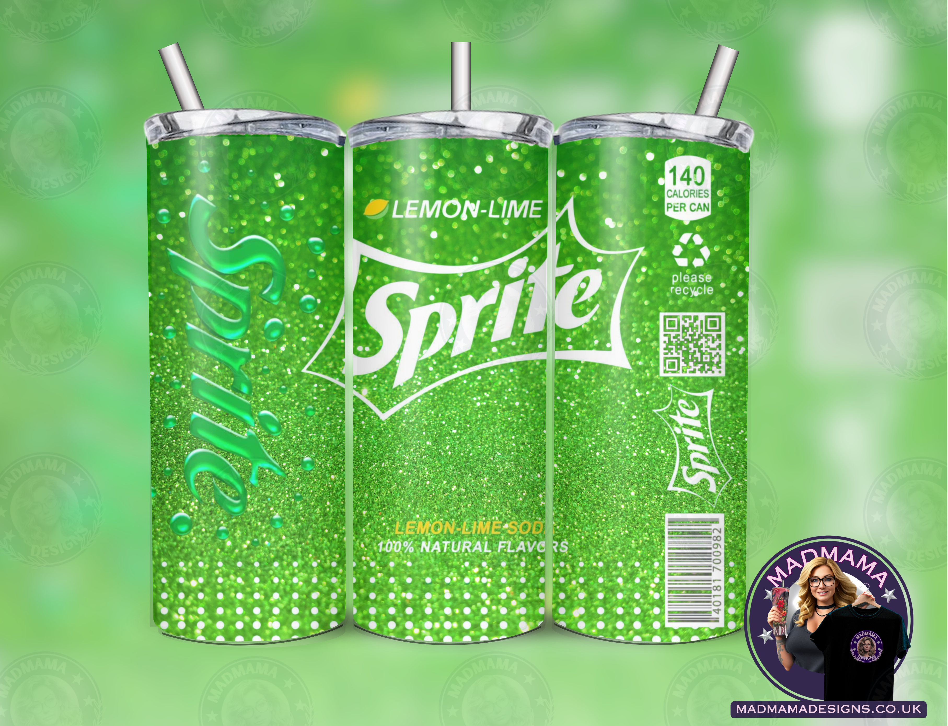 Sprite Glitter 20 oz Insulated Tumbler Hot Cold boxed gift straw Birthday cup