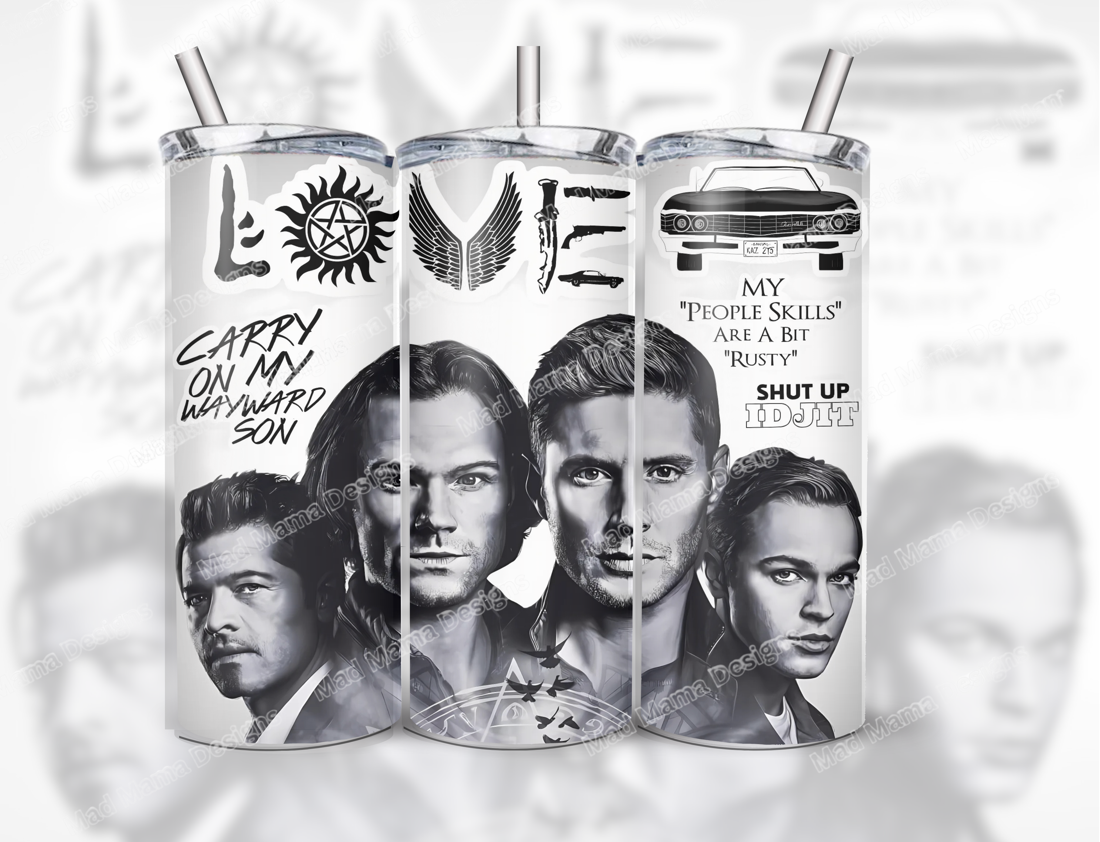 Supernatural 20 oz Insulated Hot Cold Tumbler Lid Straw boxed Gift birthday