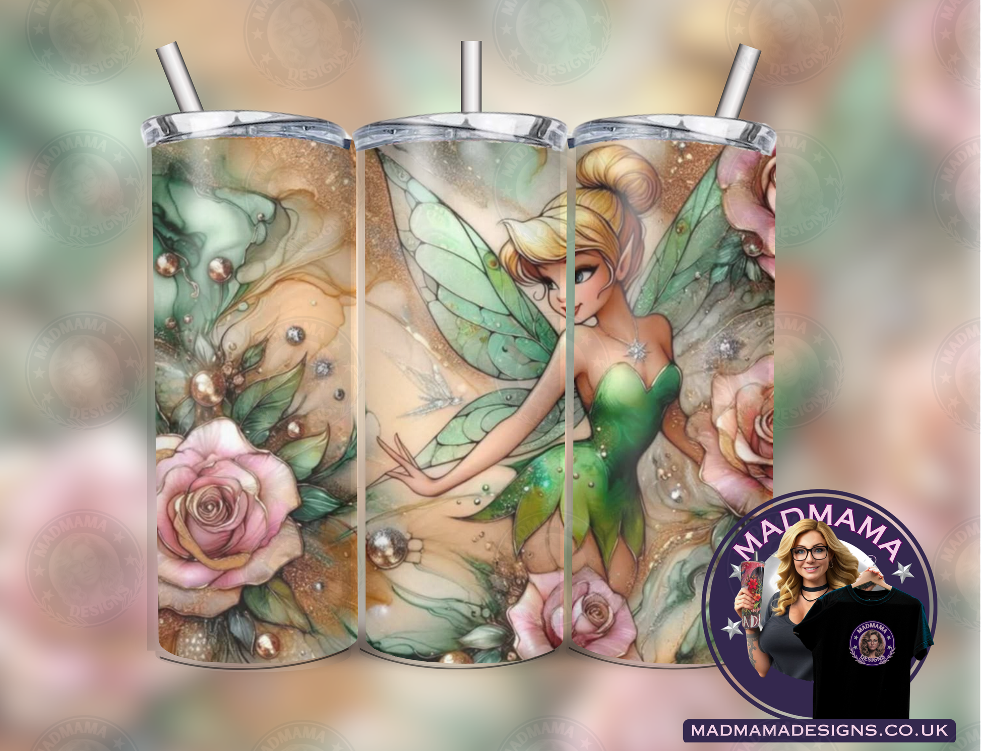 Tinkerbell watercolour fairy 20 oz Insulated Tumbler Hot Cold boxed gift Birthday