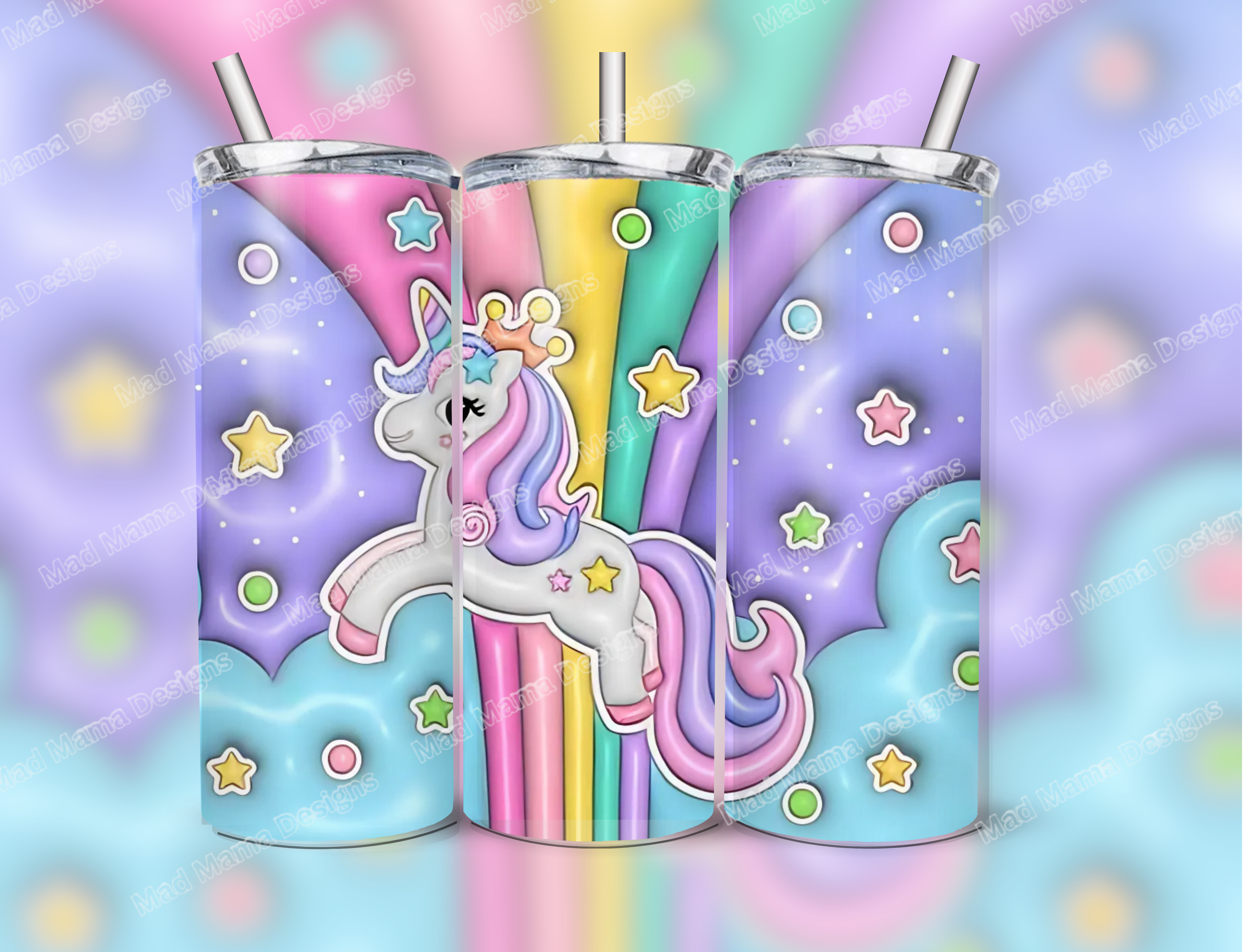 Unicorn 3d effect 20 oz Insulated Tumbler Hot or Cold Boxed Gift Straw Birthday