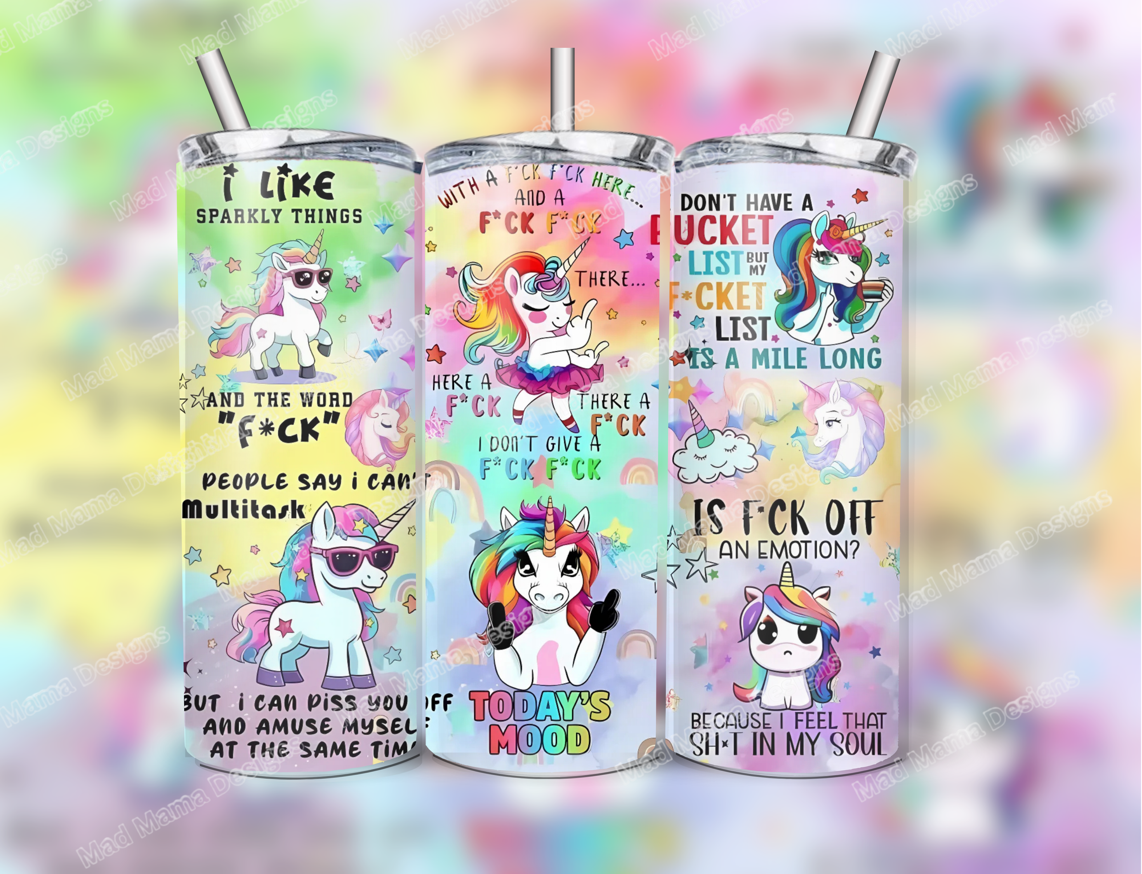 Unicorn Adults F**K IT 20oz Insulated Tumbler Hot or Cold Boxed Gift Straw Birthday