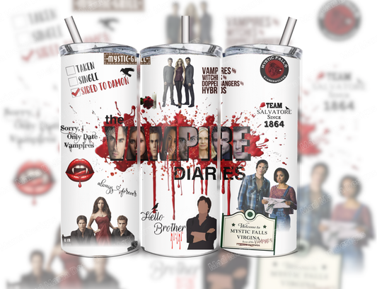 Vampire Diaries 20oz insulated tumbler hot or cold boxed metal straw gift