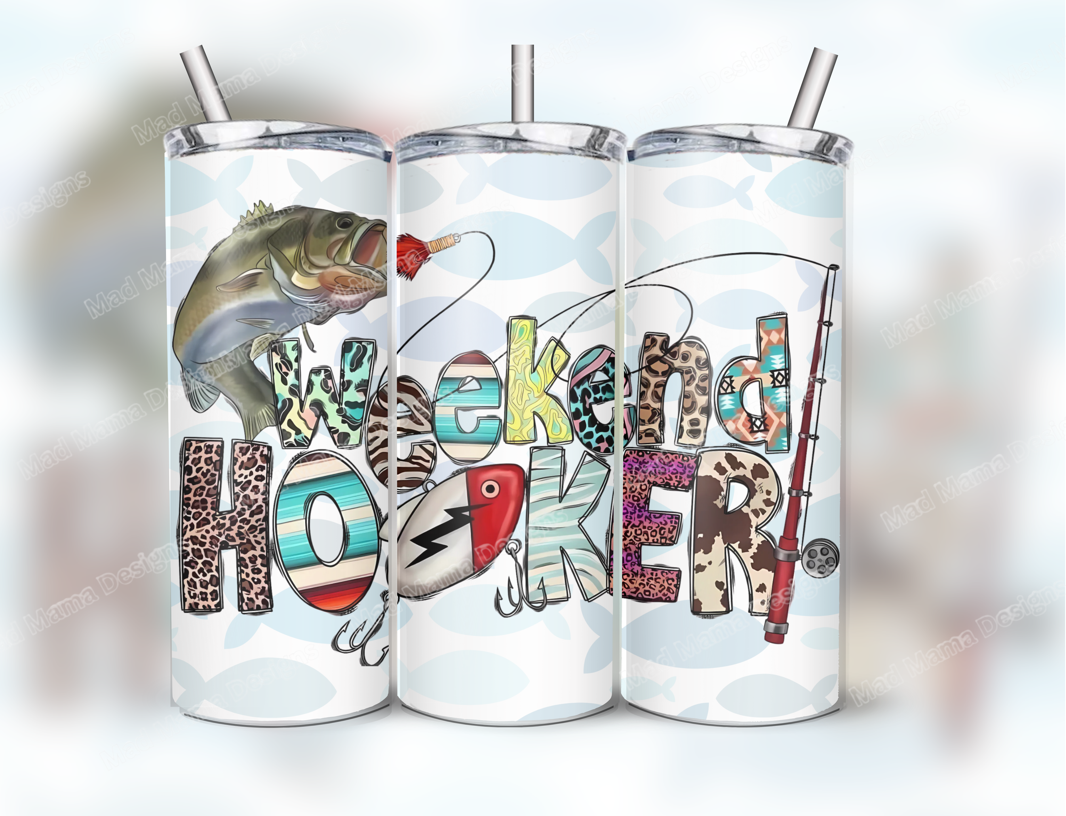 Funny Fishing Weekend Hooker 20oz insulated hot cold tumbler boxed gift straw